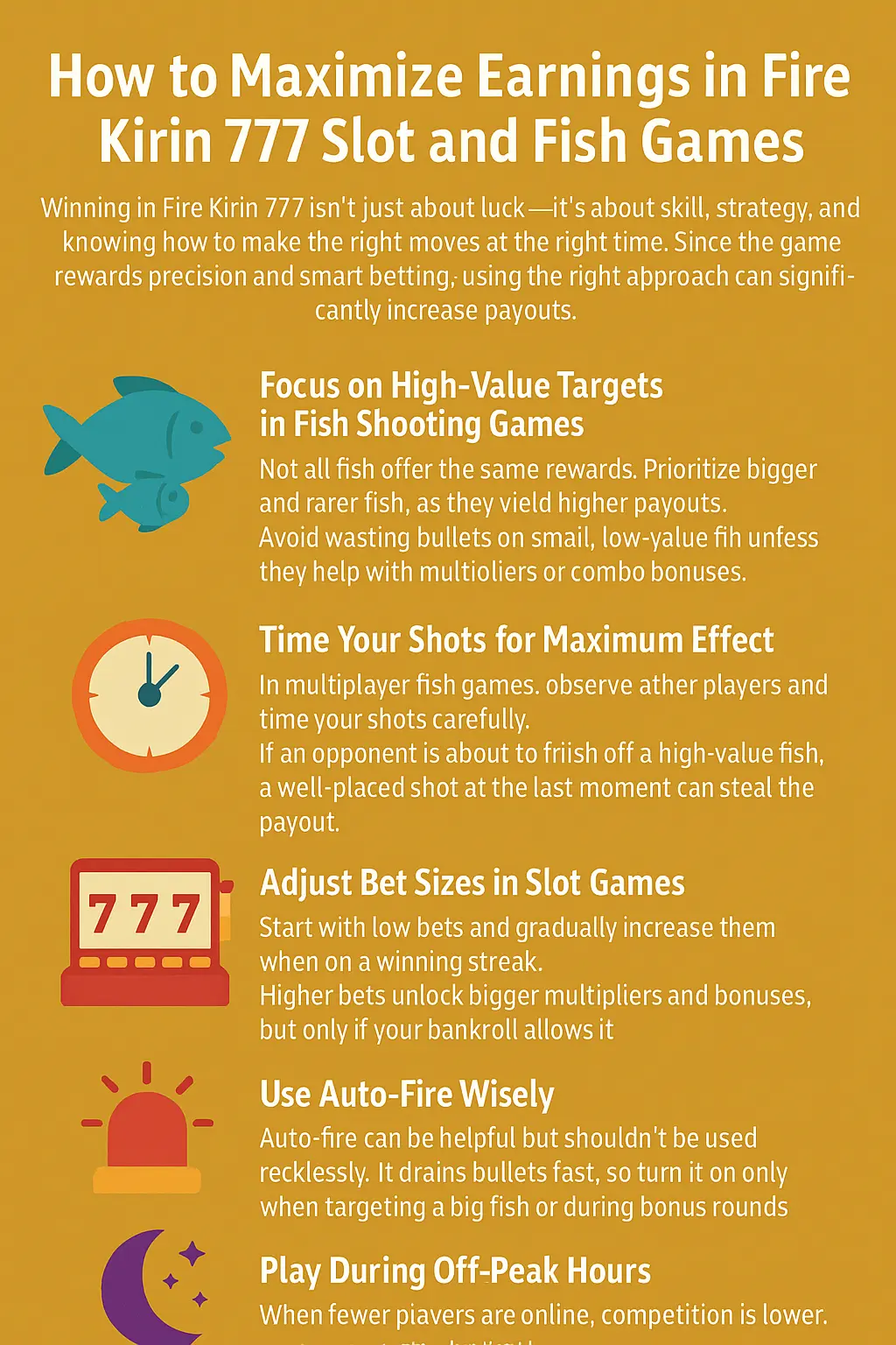 How to Maximize Earnings in Fire Kirin 777 Slot and Fish Games